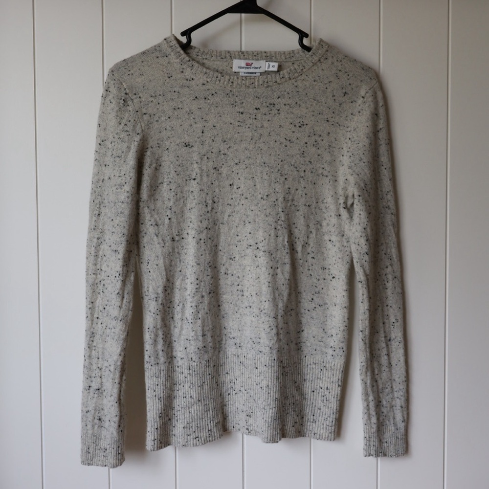 Vineyard Vines Light Oatmeal Speckled Cashmere Crewneck XS Like New